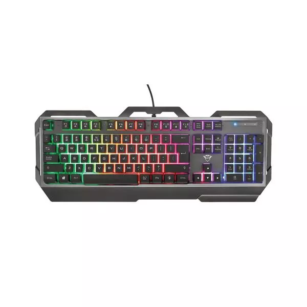 Trust Gaming GXT 856 TORAC, SGaming keyboard with metal top plate and multicolour illumination, US, 1.8m, USB, Black