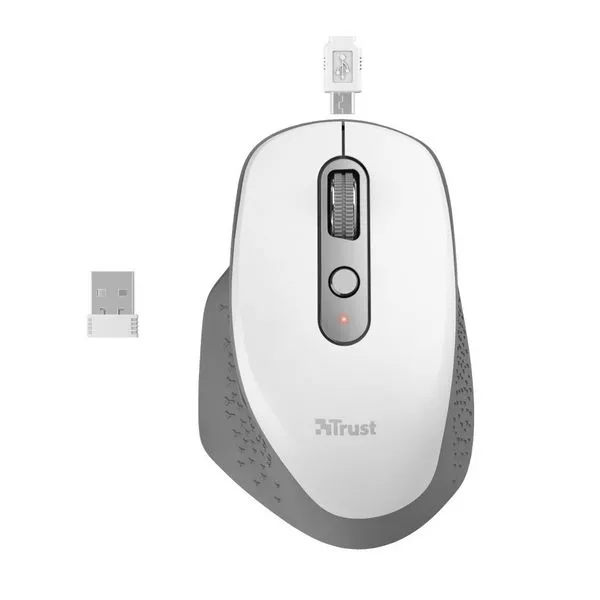 Trust Ozaa Rechargeable Wireless Mouse, Silent Buttons, 2.4GHz, Micro receiver, 800/1200/1600/2400 dpi, 6 button, rechargeable battery up to 40 days,