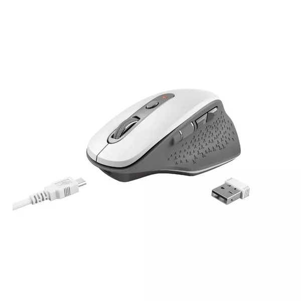 Trust Ozaa Rechargeable Wireless Mouse, Silent Buttons, 2.4GHz, Micro receiver, 800/1200/1600/2400 dpi, 6 button, rechargeable battery up to 40 days,