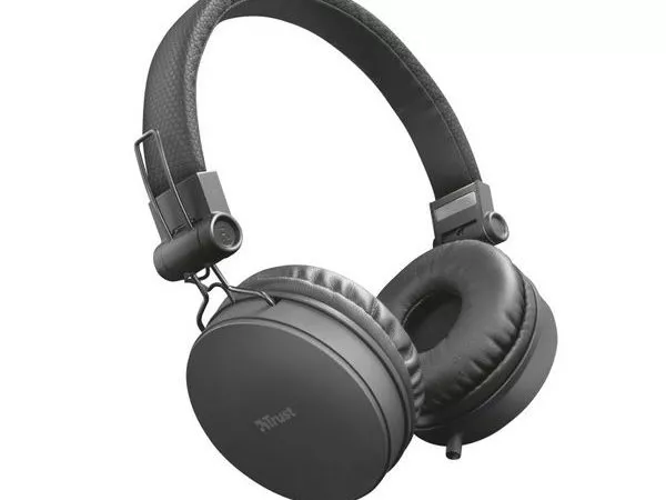 Trust Tones, On-ear headphones in foldable design with soft padding and adjustable headband, Black