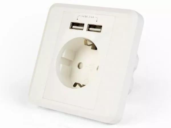 Gembird AC wall socket with 2 port USB charger, 2.4A, USB charger: 2 ports, 5 V DC up to 2.4 A / 12