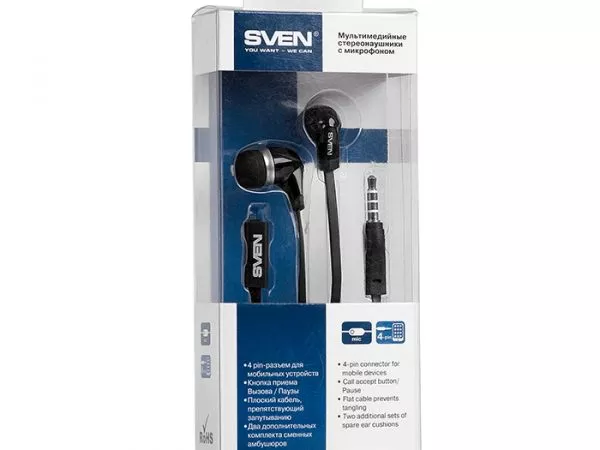 Earphones SVEN SEB-260M - Black, with Microphone