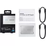 .500GB (USB3.2/Type-C) Samsung Portable SSD T7 Touch, FP ID, Silver (85x57x8mm, 58g, R/W:1050MB/s)