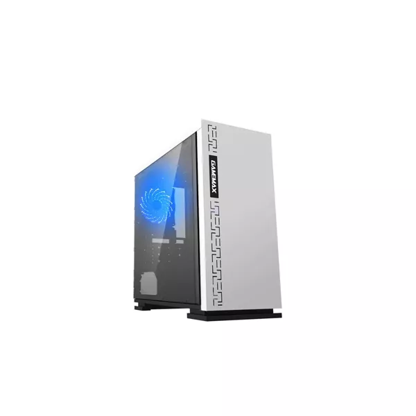 Case mATX GAMEMAX EXPEDITION H605-WH White, w/o PSU, Transparent Panel, Rear 12cm Blue LED fan