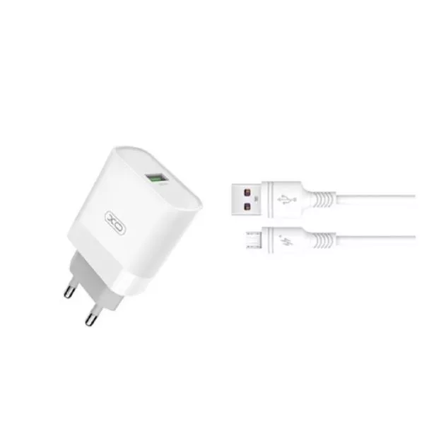 Wall Charger XO + Micro-USB Cable, 1USB, Q.C3.0 15W, L63, White