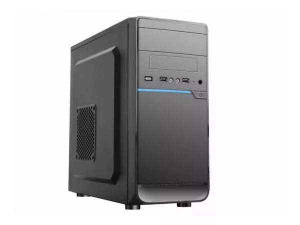 HPC D-08 mATX Case, (500W, 24 pin, 2xSATA, 12cm fan), 2xUSB2.0 / HD Audio, Shiny Black + Blue decora