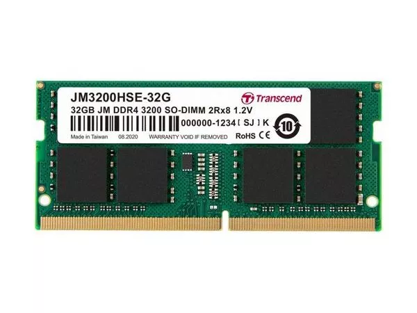 32GB DDR4-  3200MHz  SODIMM  Transcend PC25600, CL22, 260pin DIMM 1.2V