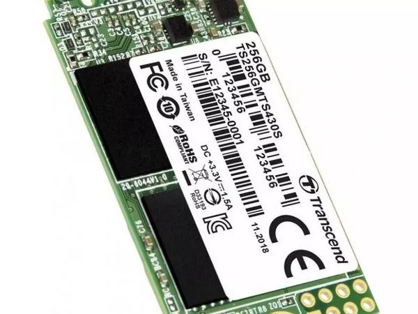 M.2 SATA SSD  256GB Transcend  "TS256GMTS430S" [42mm, R/W:530/400MB/s, 45K/70K IOPS, SM2258, 3DTLC]