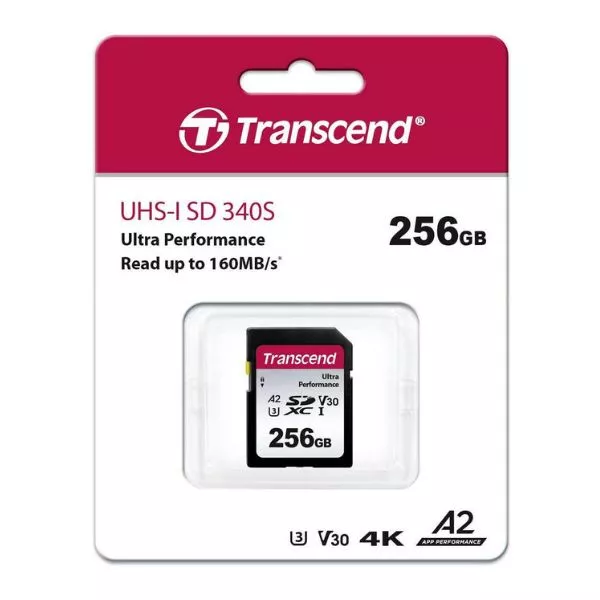 256GB SDXC Card (Class 10)  UHS-I, U3, Transcend 340S  "TS256GSDC340S" (R/W:160/90MB/s)