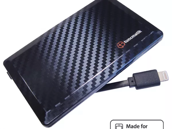 Power Bank 1400 mAh, Tuncmatik Energycard 1400-‐Micro USB Black, Apple ‐certified (MFi)