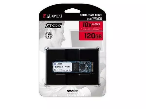 M.2 SATA SSD  120GB Kingston A400, Interface: SATA 6Gb/s, M.2 Type 2280 form factor, Sequential Read