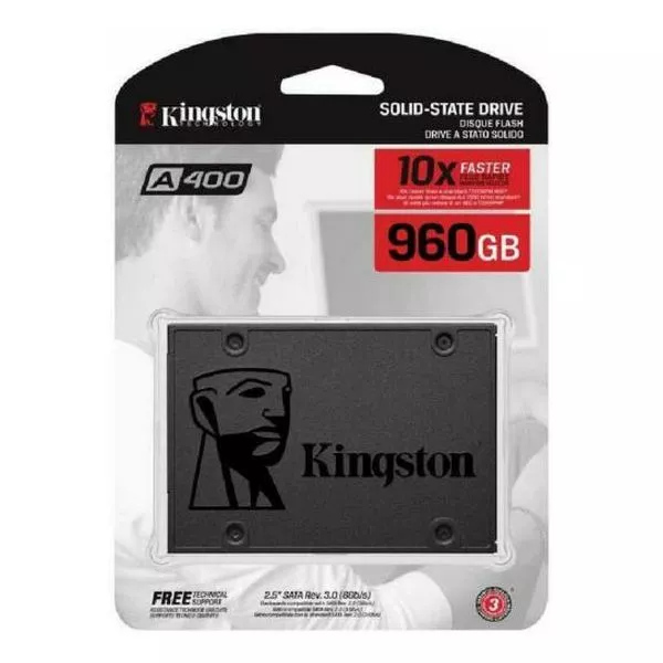 2.5" SSD  960GB Kingston A400, SATAIII, Sequential Reads:500 MB/s, Sequential Writes:450 MB/s, 7mm, Controller 2 Channel, NAND TLC SA400S37/960G