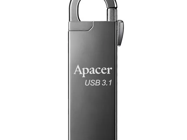 128GB USB3.1 Flash Drive Apacer "AH15A", Dark Gray, Metal, Keychain-Carabin,Capless (AP128GAH15AA-1)
