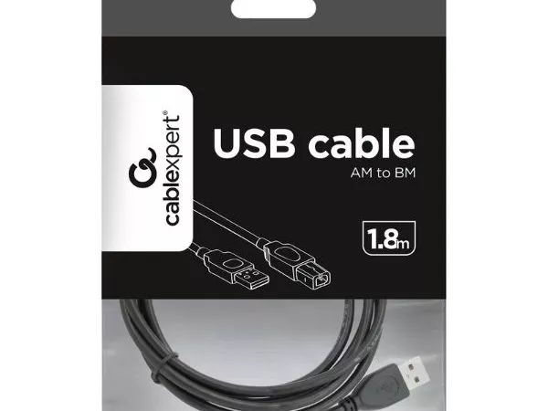 Cable USB, A-plug B-plug, 1.8 m, USB2.0, High quality, Black, CCP-USB2-AMBM-6