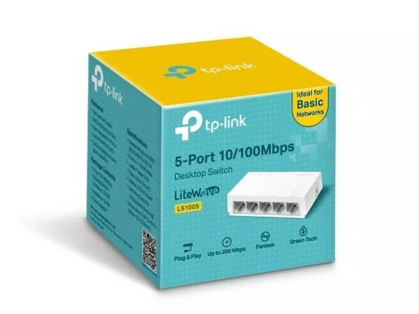 5-port 10/100Mbps Desktop Switch  TP-LINK LiteWave "LS1005", Plastic Case