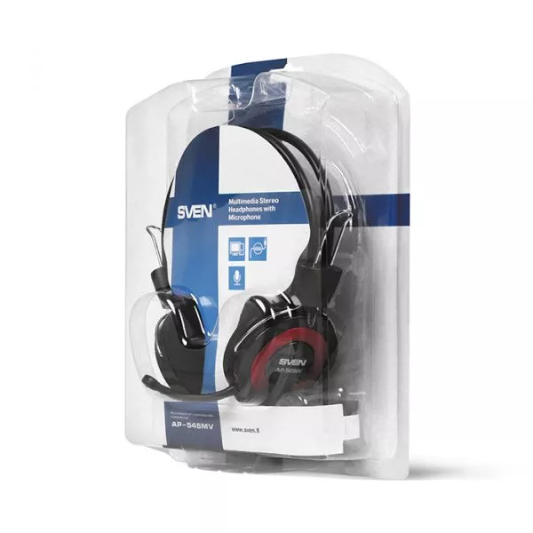 Headset SVEN AP-545MV with Microphone, Black-red, 2 x 3, 5mm jack (3 pin)