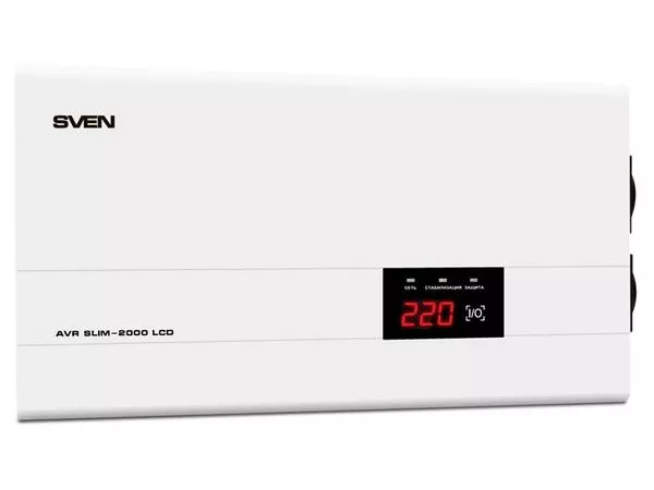 Stabilizer Voltage SVEN AVR SLIM-2000 LCD, 1200W, Output sockets: 2 × CEE 7/4