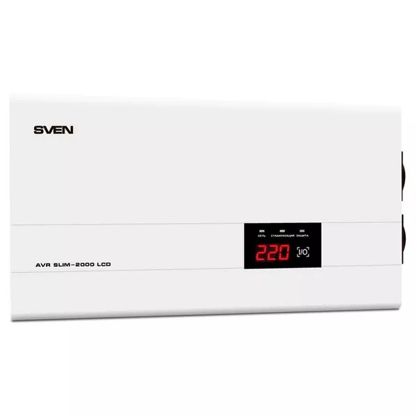 Stabilizer Voltage SVEN AVR SLIM-2000 LCD, 1200W, Output sockets: 2 × CEE 7/4