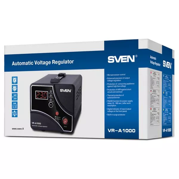 Stabilizer Voltage SVEN VR- A1000  600W, Output sockets: 1 × CEE 7/4