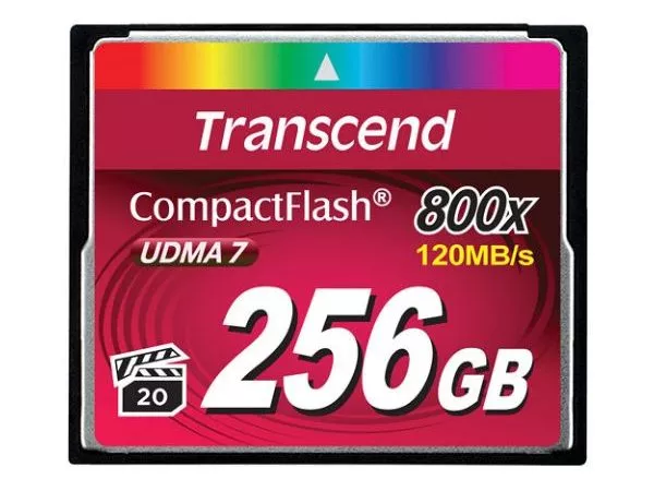 256GB  CompactFlash Card,  Hi-Speed  800X, Transcend "TS256GCF800" (R/W: 120/60MB/s)