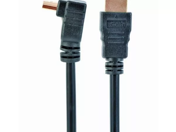 Cable HDMI to HDMI90°  1.8m  Cablexpert  male-male90°, V1.4, Black, CC-HDMI490-10, One jakc bent 90°