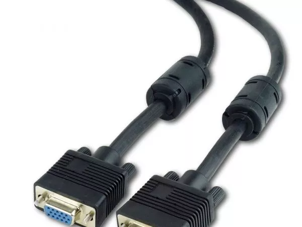 Cable VGA Premium Extension 10.0m, HD15M/HD15M Black, Gembird, dual-shield w/2*ferrite core