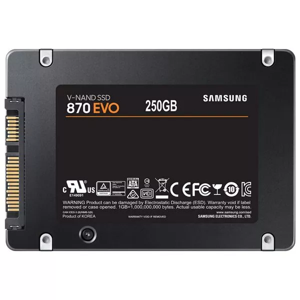 2.5" SSD  250GB  Samsung SSD 870 EVO, SATAIII, Sequential Reads: 560 MB/s, Sequential Writes: 530 MB/s, Max Random 4k: Read: 98,000 IOPS / Write: 88,0