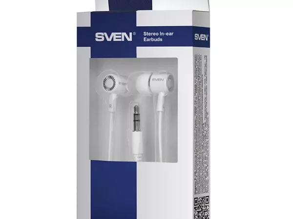 Earphones SVEN E-110, White, 3pin 3.5mm mini-jack, cable 1.2m
