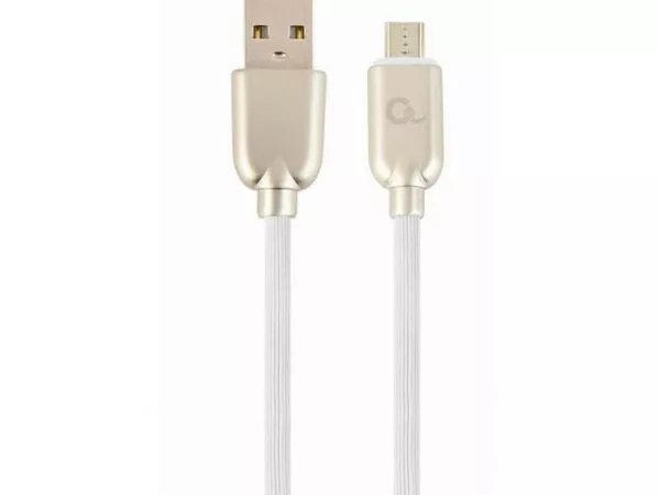 Blister MicroUSB/USB2.0,   1.0 m, Cablexpert Premium Rubber White, CC-USB2R-AMmBM-1M-W