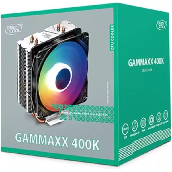 AC Deepcool "GAMMAXX 400 K" (500-1500RPM, 56.5 CFM, 120mm, RGB, PWM, 4x6mm, 606g.)