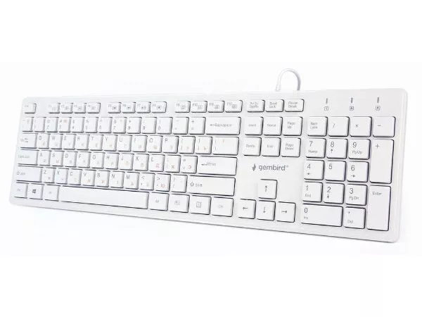 Gembird KB-MCH-03-W-RU "Chocolate" Multimedia, Slimline keyboard with "chocolate" type keys, USB, Wh