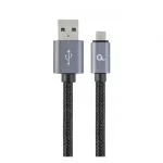 Cable microUSB2.0 Cotton braided - 1.8m - Cablexpert CCB-mUSB2B-AMBM-6, Black, Professional series,