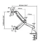 Arm for 1 monitor 13"-27" - Gembird MA-DA1-01, Steel (1.35 mm), Gas spring 2-7kg, VESA 75/100, arm r