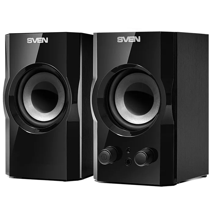 Speakers SVEN "SPS-606" Black, 2.0 / 2x3W RMS, magnetic shielding, headphone jack, wooden, 2.5"