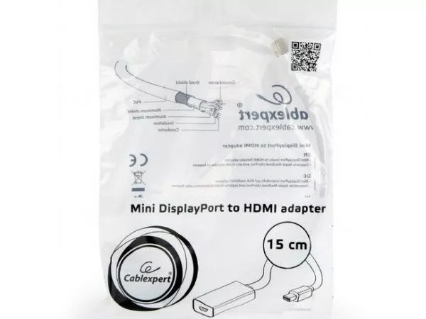 Adapter DP mini M to HDMI F, White Cablexpert "A-mDPM-HDMIF-02-W", miniDisplay port male to HDMI fem