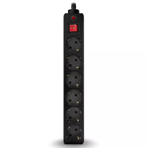 Surge Protector  6 Sockets, 5.0m, Sven Optima, BLACK, Retail color box, flame-retardant
