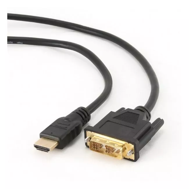 Cable HDMI to DVI 0.5m Gembird, male-male, GOLD, 18+1pin single-link, CC-HDMI-DVI-0.5M