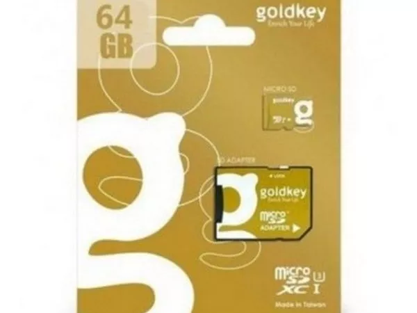 64Gb MicroSDHC (Class 10), SD adapter, U1, Goldkey (R/W:95/20MB/s)