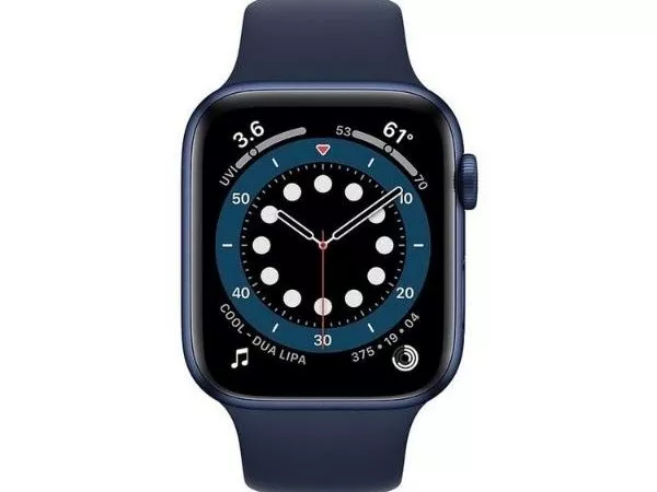 Apple Watch Series 6 GPS, 44mm Blue Aluminum Case with Deep Navy Sport Band, M00J3 GPS, Blue
