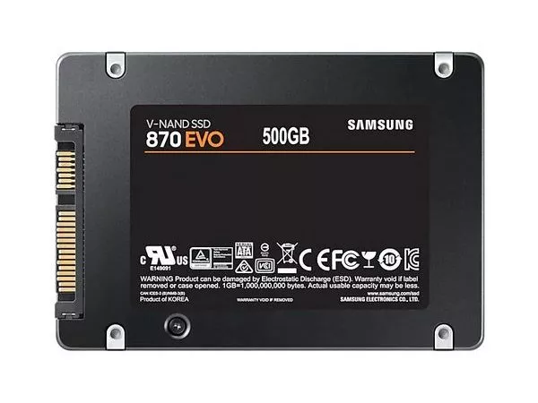 2.5" SSD  500GB  Samsung SSD 870 EVO, SATAIII, Sequential Reads: 560 MB/s, Sequential Writes: 530 MB/s, Max Random 4k: Read: 98,000 IOPS / Write: 88,0