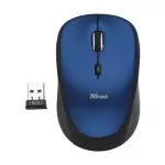 Trust Yvi Wireless Mouse - Blue, 8m 2.4GHz, Micro receiver, 800-1600 dpi, 4 button, Rubber sides for comfort and grip, USB