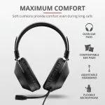 Trust Ozo Over-Ear USB Headset, 40mm driver units, Flexible Microphone,  USB connection, 2m cable, Black