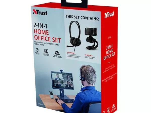 Trust Doba 2-in-1 Home Office Set, includes Trino HD 720p webcam and headset for comfortable video calling