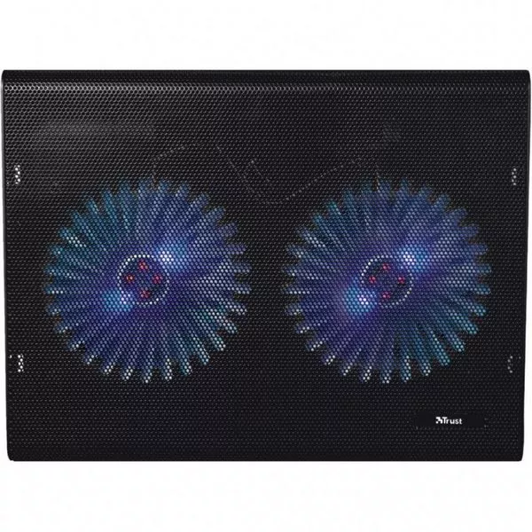 Trust  Azul, Notebook Cooling Pad up to 17.3”, 2x125 mm silent cooling fans illuminated by 4 blue LED lights, Black