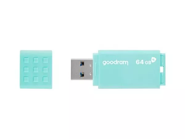 64GB USB3.0  Goodram UME3 Care Green, Plastic, Antibacterial Laboratory Certified, Anti-slip design (Read 60 MByte/s, Write 20 MByte/s)