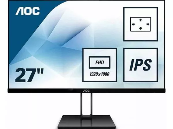 27.0" AOC IPS LED 27V2Q Borderless Black (5ms, 50M:1, 250cd, 1920x1080, 178°/178°, DisplayPort, HDMI, Slim design (7.7 mm), Audio Line-out)