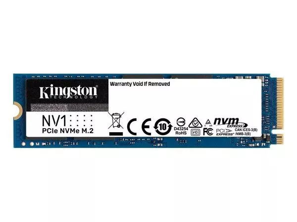 M.2 NVMe SSD  250GB Kingston NV1, Interface: PCIe3.0 x4 / NVMe1.3, M2 Type 2280 form factor, Sequential Reads 2100 MB/s, Sequential Writes 1100 MB/s,