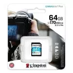 64GB SD Class10 UHS-I U3 (V30)  Kingston Canvas Go! Plus, Read: 170MB/s, Write: 70MB/s, Ideal for DSLRs/Drones/Action cameras
