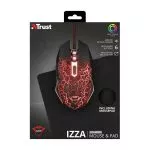 Trust GXT 783 Izza Gaming Mouse & Mouse Pad (245x210), Fully illuminated top, Rubberized top cover f