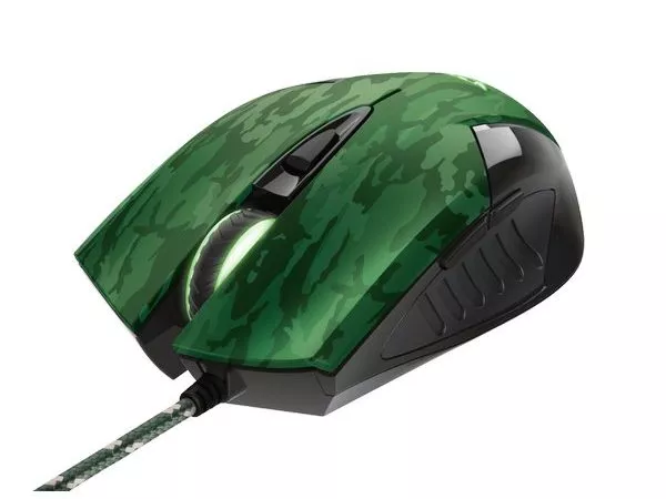Trust Gaming GXT 781 Rixa Camo Mouse & Mouse Pad, 800 - 3200 dpi, 6 Responsive buttons, LED illumina